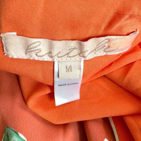 Hutch Womens Britton Wrap Mini Dress Orange Floral Tie Stretch Lined Tropical M - Picture 8 of 10